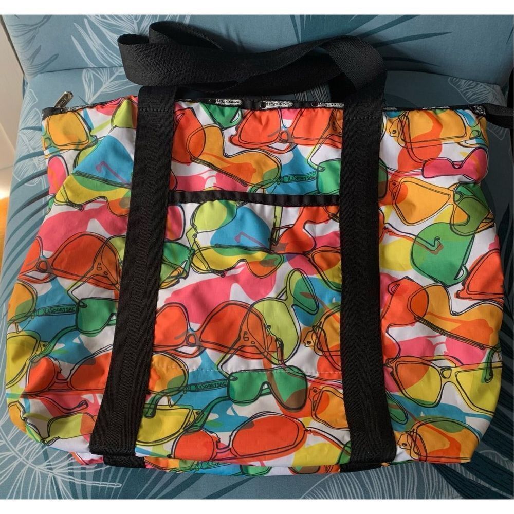 LeSportSac shoulder Bag TOTE PURSE colorful sunglasses BEACH WORK SCHOOL